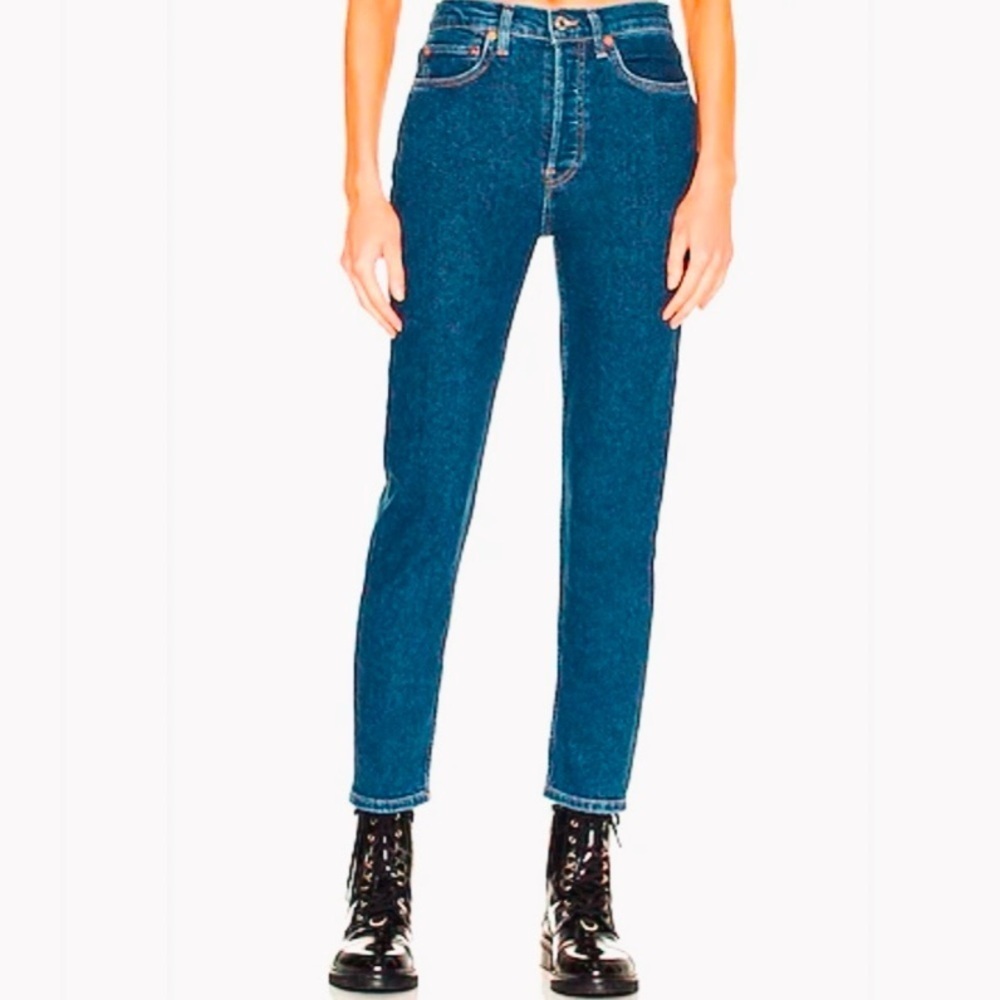 New Re/Done 90s Ankle Straight Jeans Classic Originals Size 25 Dark Blue - Picture 4 of 7